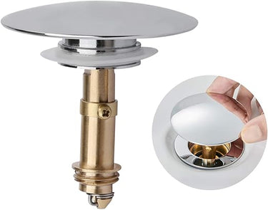 Tapón de Resorte desplegable Clack, tapón de Drenaje para Fregadero de Cocina, baño, Lavabo, baño, Chapado en Cromo de latón Macizo, 66 mm